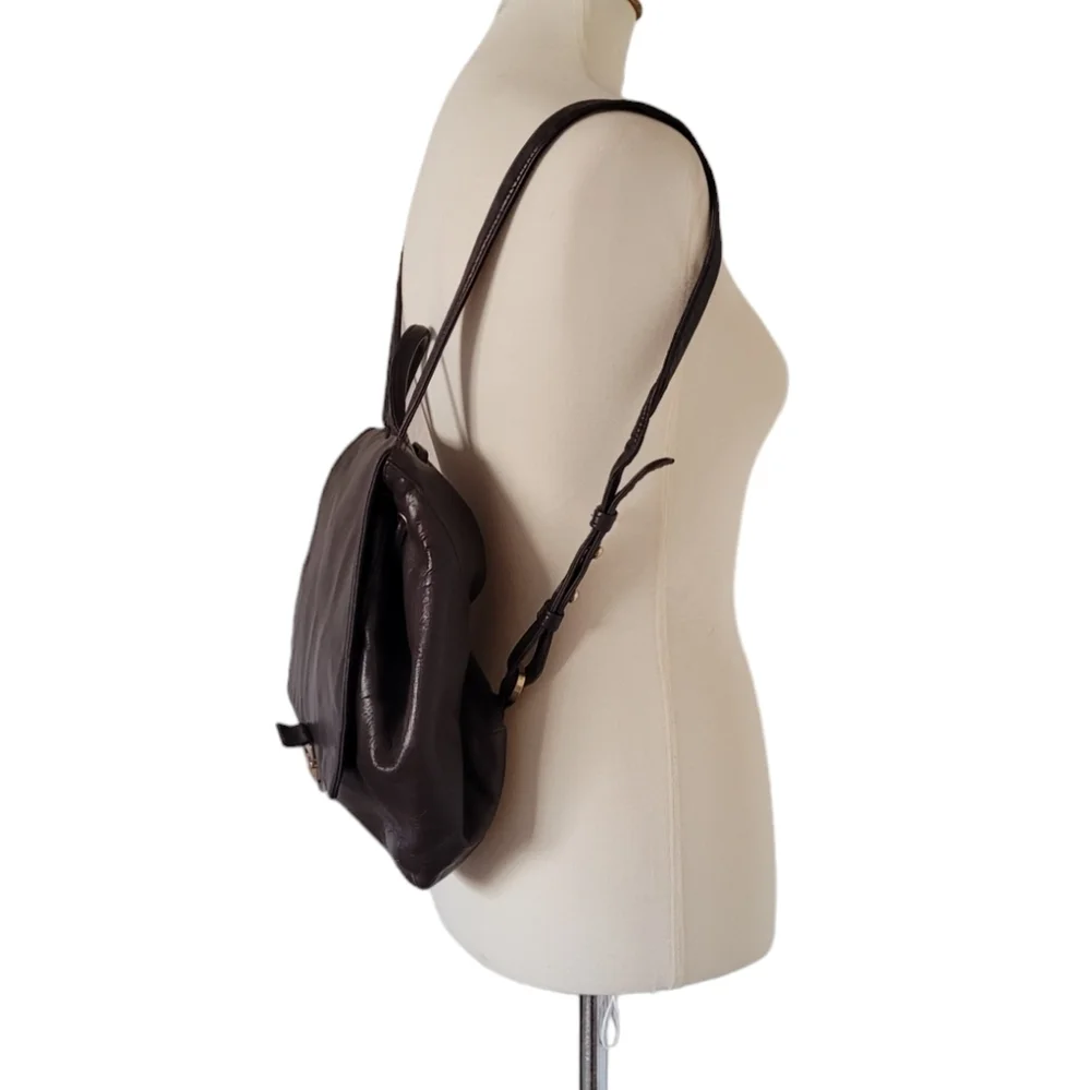 Perlina‎ 90's Chocolate Brown Leather Backpack